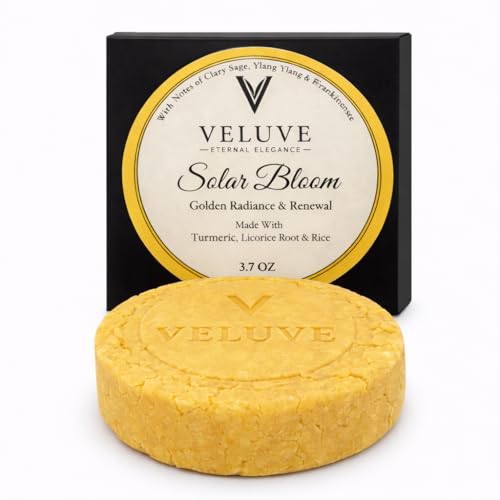Veluve Non-Drying Body Bar Solar Bloom High-Lather Botanical Cleansing Essential Oil Infused, Plastic-Free Premium Soap 