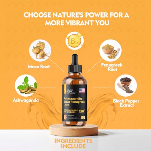Maca Root Liquid Drops with Ashwagandha and Fenugreek — Organic - Product Imagery