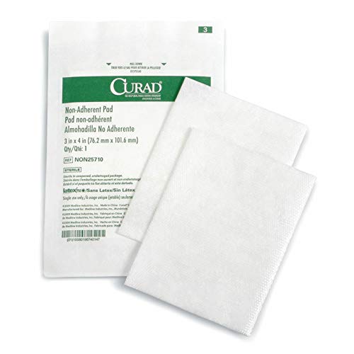CURAD Sterile Non-Adherent Dressing Pads, 3" x 4", 100 Count - Product Imagery