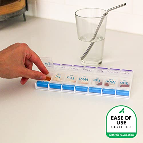 EZY DOSE 7-Day AM/PM Push Button Pill Case and 7-Day Pill - Product Imagery