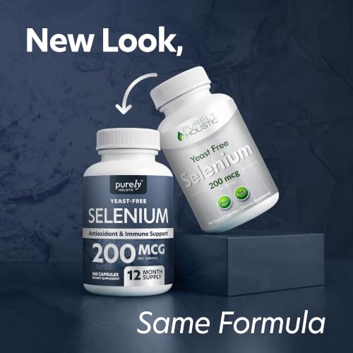 Selenium 200mcg Capsules, 1 Year Supply, Yeast-Free - Product Imagery