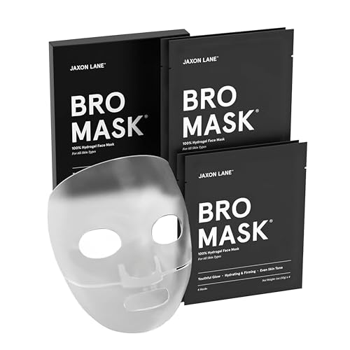 JAXON LANE Bro Mask Korean Face Mask for Men, Hydrogel Masks, 1 x 4 Pack – Unscented, 4 Count (Pack of 1)