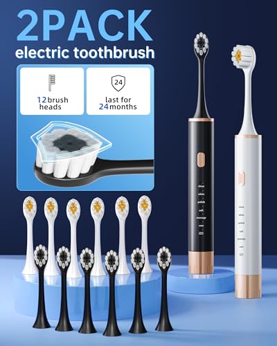 Aneebart Sonic 2 Pack Electric Toothbrush for Adults, Travel - Product Imagery