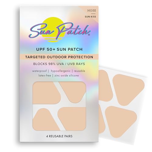 Sun Patch, Reusable Sunblock Patches for Nose, 100% Silicone Sunscreen Nose Patches for UV Protection, Face Stickers wit