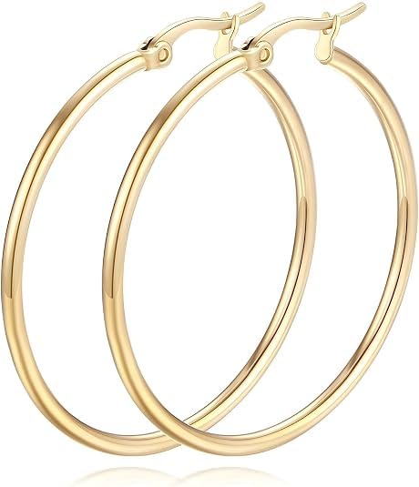 Arpecol 14K Gold Hoop Earrings for Women Gold Earrings Classic Shiny Earring for Women – K gold