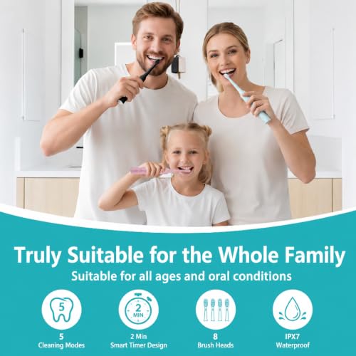 Sonic Electric Toothbrush for Adults & Kids - 5 High-Performance - Product Imagery