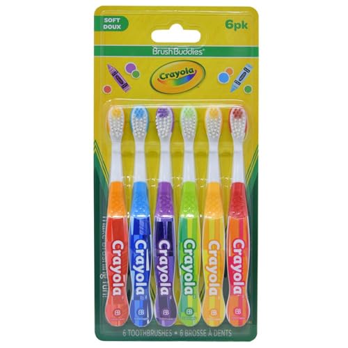 Brush Buddies Crayola Kids Toothbrush Set 6 Pack Soft Bristle - Product Imagery