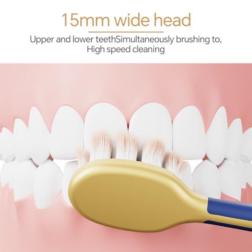 6 Pack Adult Wide Head Soft Toothbrush, Ultra-Soft Sensitive Gums - Product Imagery