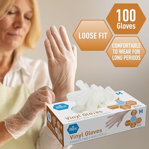 MedPride General Purpose Powder-Free Vinyl Gloves, Medium, - Product Imagery