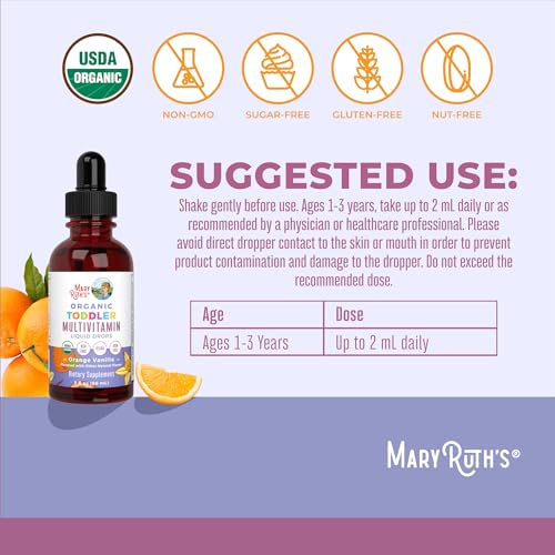 MaryRuth's Organic Toddler Multivitamin Drops,Vegan,Sugar - Product Imagery