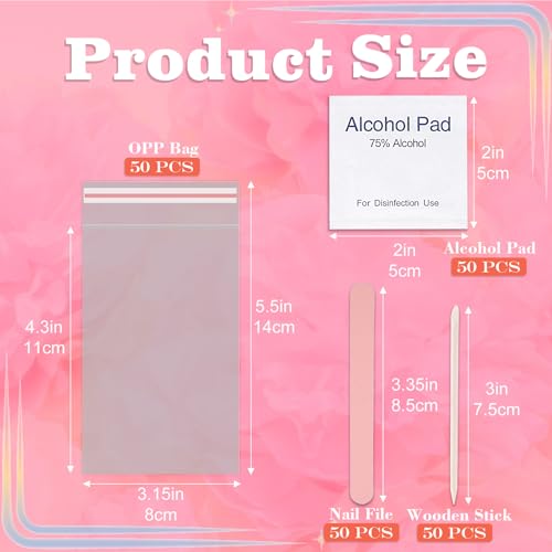 50 Set Disposable Press on Nail Tool Kit, Including 50pcs Nail - Product Imagery