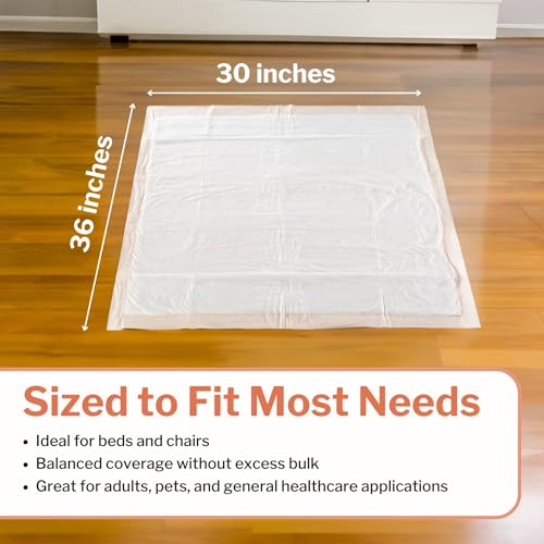McKesson Underpads Bed Pads, Heavy Absorbency, Peach, 30 x 36 - Product Imagery