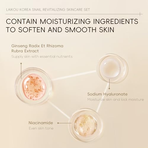 LAIKOU Korean Skin Care, Skin care set, Snail Skin Care Kit 5pcs - Product Imagery