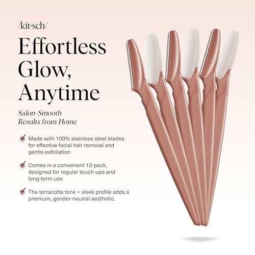 Kitsch Dermaplane Razor for Women Face – Terracotta, 6 pcs - Product Imagery