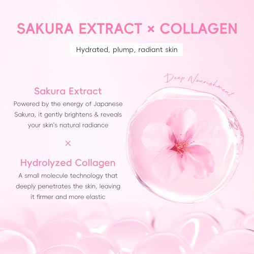 QUIYUM Sakura Collagen Skincare Set - 8-Piece Glass Skin Routine - Product Imagery