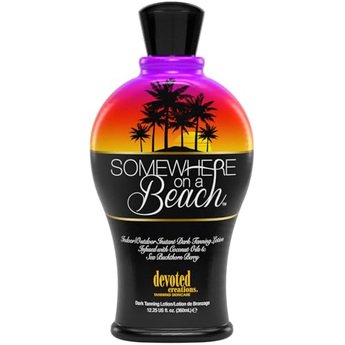 Devoted Creations Somewhere on a Beach, Indoor Outdoor, Instant Dark Tanning Lotion 12.25 Ounce – Alcohol Free
