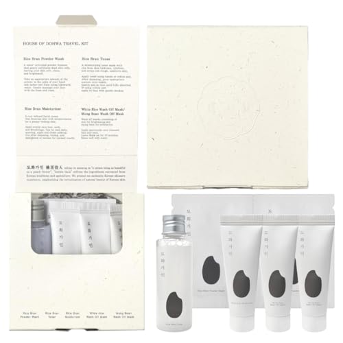 House of Dohwa Travel Kit – Essential TSA Friendly Skincare Sample Set – Gentle Exfoliating Cleanser, Hydrating Toner, M