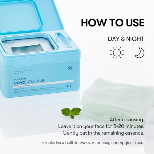 VT COSMETICS Cryo Ice Cool Mask, 30 Sheets, Hydrating Korean - Product Imagery