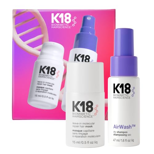 K18 Mini Hair Kit: Molecular Hair Mask + AirWash Dry Shampoo, 2 Pieces – Formaldehyde Free, Paraben Free, Phthalate Free