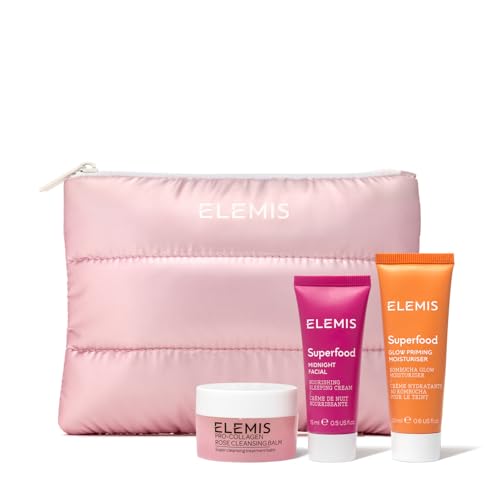 ELEMIS Way to glow kit, Amazon Exclusive 3 Piece travel set ($70 Value) – Cruelty Free, Rose