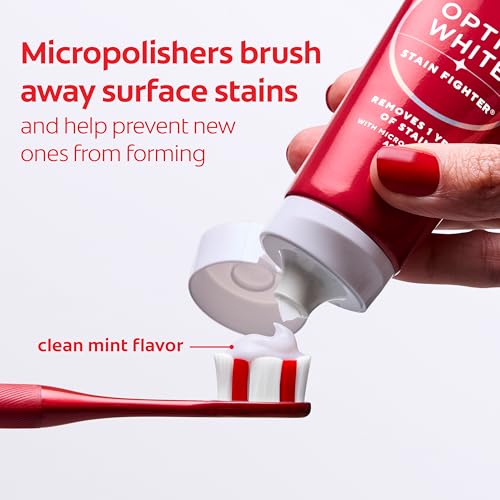 Colgate Optic White Stain Fighter Whitening Toothpaste, Mint, 4 - Product Imagery