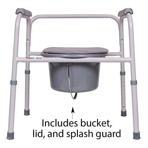 Carex 3-in-1 Folding Bedside Commode and Raised Toilet Seat, - Product Imagery