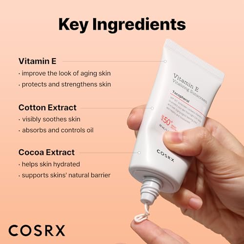 COSRX Vitamin E Sunscreen SPF 50, Natural Glow, for Oily Skin, - Product Imagery