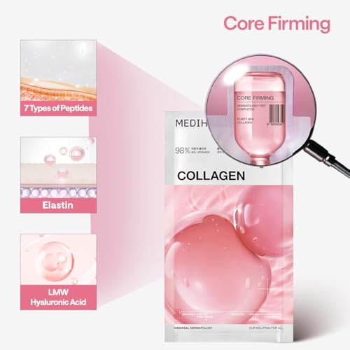 MEDIHEAL Collagen Essential Face Sheet Mask, Skin Firming (10ea) - Product Imagery