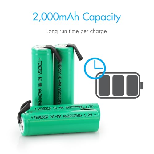 Tenergy AA 1.2V 2000mAh NiMH Rechargeable Battery Flat Top with - Product Imagery