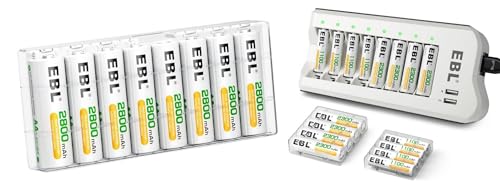 EBL Independent Battery Charger with 24 AA AAA Rechargeable - EBL Official Imagery - 1