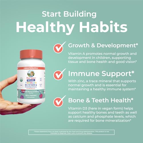 MARYRUTH'S Organic Toddler Multivitamin Gummies + Postbiotics, - Product Imagery