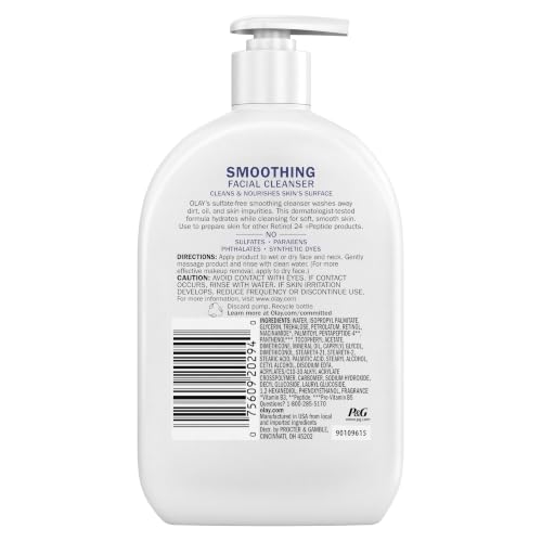 Olay Face Wash Daily Facial Cleanser with Retinol, Peptides and - Product Imagery