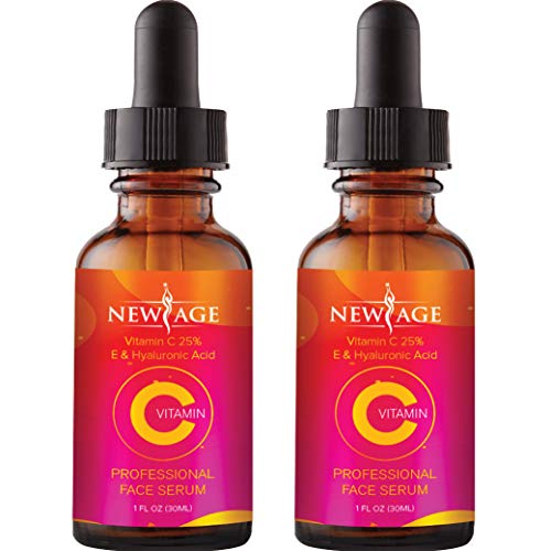 (2-PACK) Vitamin C Serum with Hyaluronic Acid for Face and Eyes - Natural Anti Aging Eye Serum - Facial Serum Fades Age 