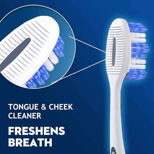 Medium Toothbrushes for Adults with Tongue Cleaner, Utilizing - Product Imagery