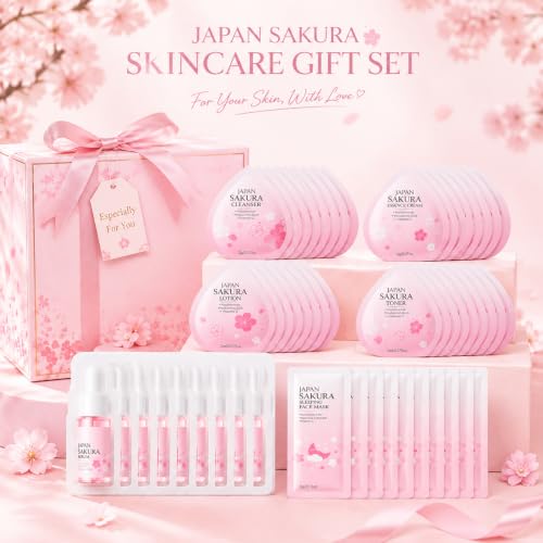60PCS Sakura Skin Care Set, Mini Travel Skincare Set for Women & - Product Imagery