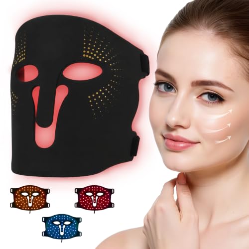 bubbotparty Red Light Mask Therapy for Face, FDA-Cleared, 3 Colors Red Blue Near Infrared LED Light Therapy Mask, 630nm 