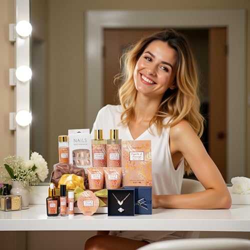 Spa Gift Basket for Women, Coconut Vanilla Bath and Body Set - Product Imagery