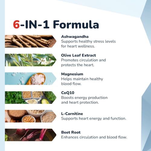 HealthyHeart Support+ 6-in-1 Heart Health Supplements, 1 Month - Product Imagery