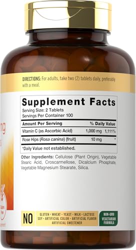 Carlyle Vitamin C 500mg | with Rose Hips | 200 Tablets - Product Imagery