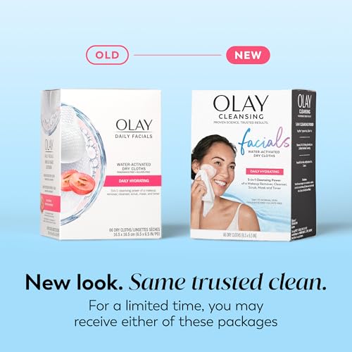 Olay Makeup Remover Wipes, Daily Facials Hydrating Face Cleanser - Product Imagery