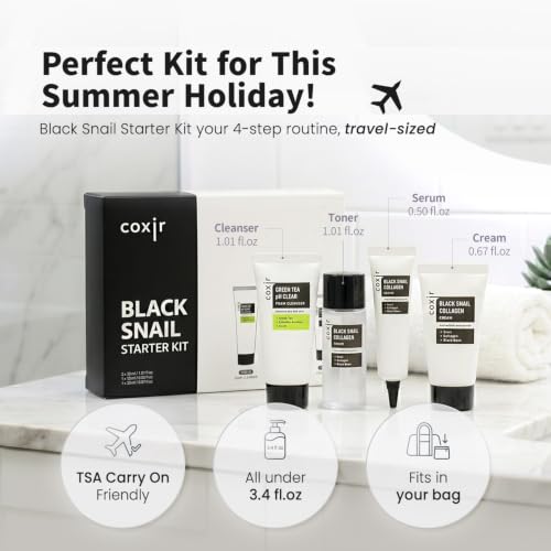 coxir Black Snail Collagen Starter Kit, Korean Travel Essentials - Product Imagery