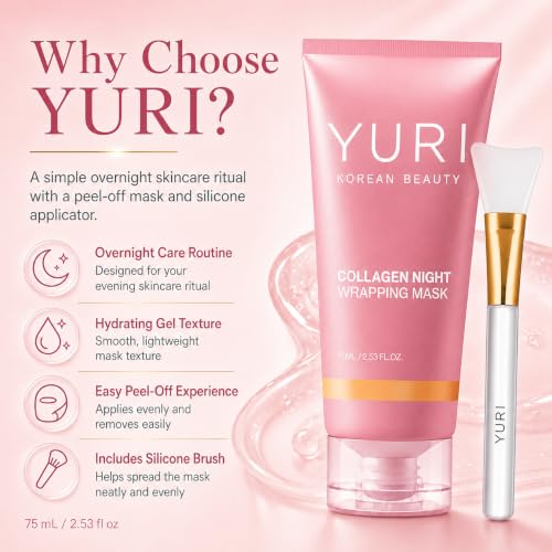 YURI Collagen Night Wrapping Mask, Overnight Peel-Off Face Mask, - Product Imagery