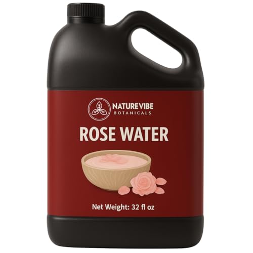 Naturevibe Botanicals Pure Rose Water Toner 32 fl oz | Rosewater Spray Refill for Face, Hair & Skin | Alcohol-Free Rose 
