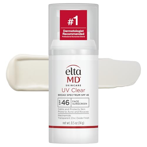 EltaMD UV Clear Face Sunscreen with Zinc Oxide, Oil-Free, SPF 46 and SPF 50 – 09 - Untinted (0.5 oz), Unscented