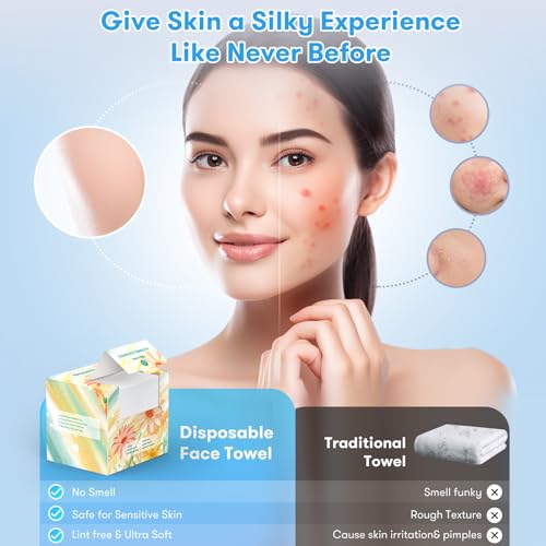Beauntangly Disposable Face Towel, XL Facial Towelettes Soft - Product Imagery