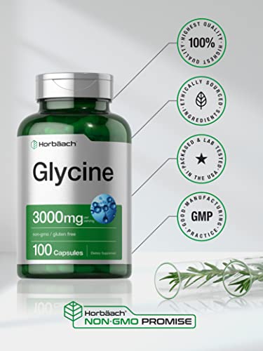Horbäach Glycine 3000mg Supplement | 100 Powder Capsules - Product Imagery