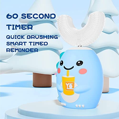 DYCROL Kids U-Shaped Electric Toothbrush,4 Heads,Dinosaur Design - Product Imagery