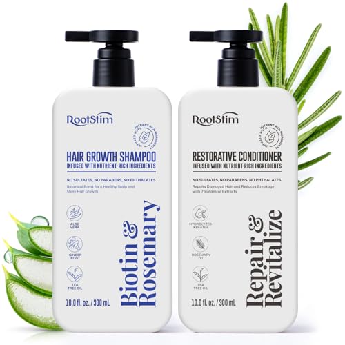 RootStim Hair Growth Shampoo and Conditioner Set for Thinning Hair – Dye Free, Paraben Free, Phthalate Free, SLS Free, S