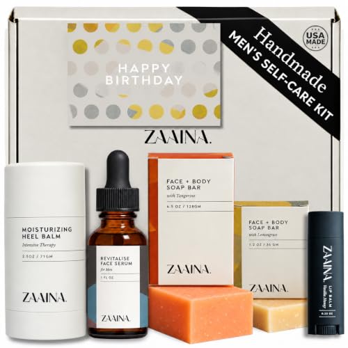 ZAAINA Birthday Gift for Men | Self Care Gift Box | Natural Grooming Set – Natural, Peppermint, Lemon, Tea Tree, PREMIUM