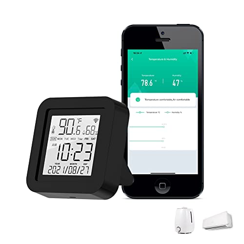 MOES Smart Temperature Humidity Monitor with IR Remote Control, Tuya WiFi Temperature Humidity Sensor with LCD Display f